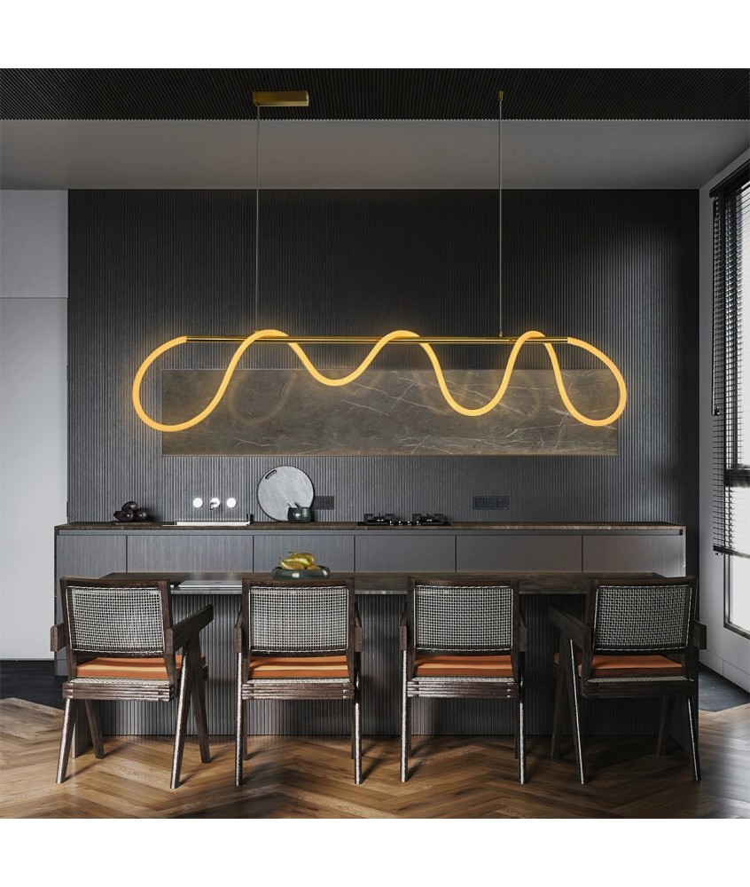 kelvo® GLOW KLV-101-0167 Κρεμαστό Φωτιστικό Οροφής LED 45W 4500lm 360° AC 220-240V IP20 Ρυθμιζόμενο Λευκό CCT με Χειριστήριο από 2700K έως 6000K Dimmable - Lumileds SMD Chip - Χρυσό Πλατίνα - Μ180 x Π30 x Υ40cm - 3 Χρόνια Εγγύηση